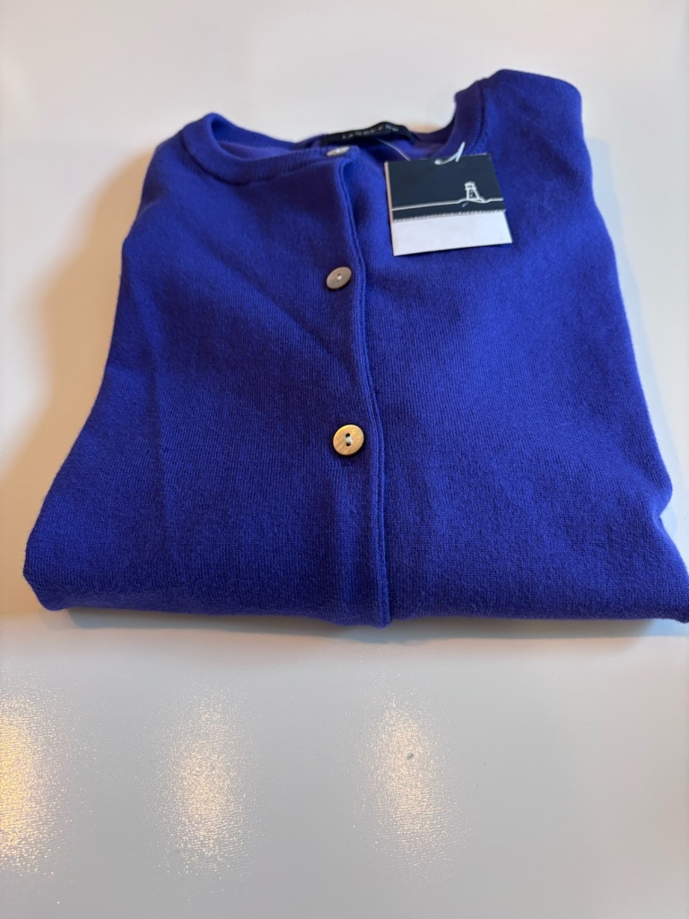 Lands' End Women's Petite M/P 10-12 Crewneck Button Cardigan Purple Saphire - Picture 11 of 11